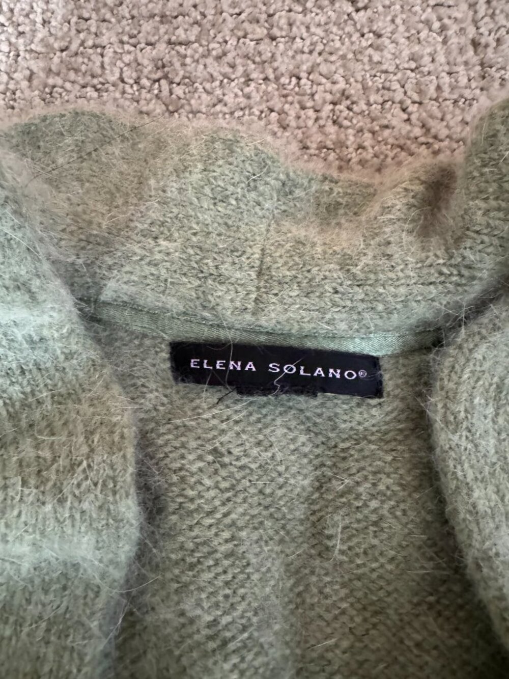 Elena Solano Angora Blend Ruffled Open Front Cardigan, Green - Picture 2 of 3